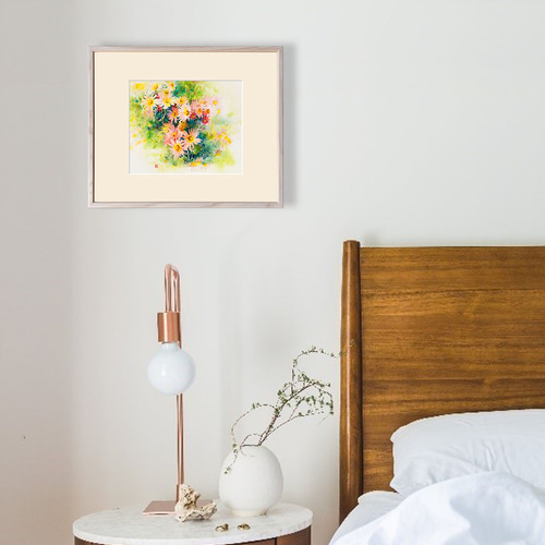 錦秋】水彩原画 F3サイズ 一点物 額装付き 豪華プレゼント付き 絵画