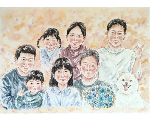 似顔絵オーダー A3サイズ 還暦祝い ギフト 記念日 プレゼント 両親贈呈