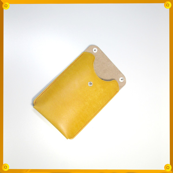 Smartphone・BAG -シンプルライン-黄　スマホショルダーバッグMサイズ 7枚目の画像
