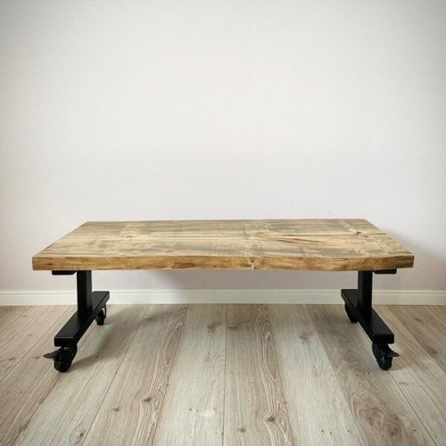 一枚板　ローテーブル　キャスターつき　コーヒーテーブル 一枚板ローテーブルキャスターつきコーヒーテーブル