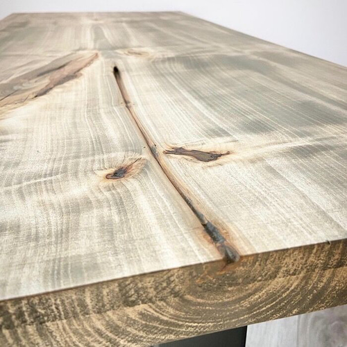 栃トチ一枚板テーブル店舗什器ローテーブルアイアン脚一点物