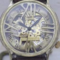 BHW121 手動上鍊黃銅 36 毫米羅馬數字浮動縫紉針帶手工手錶 第5張的照片