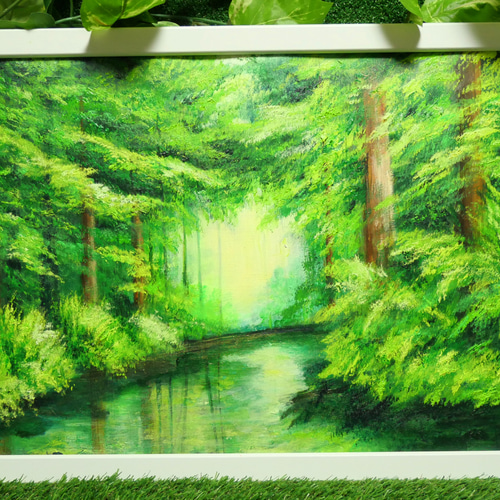 油絵 絵画【緑の湖】 絵画 HR 通販 14467746｜Creema(クリーマ)