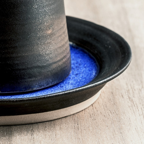 【夜幕星河】寶藍結晶+曜黑雙釉 薄胎茶/咖啡杯盤組 (高款) 第2張的照片