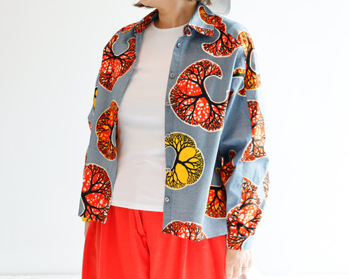 限定1枚！アフリカンプリント シャツ きちんと見えのリラックス