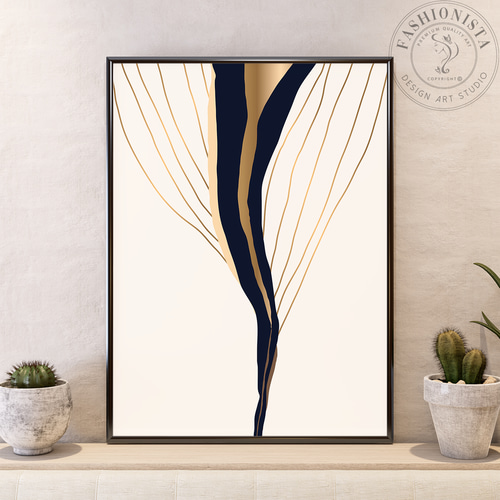 アートポスター3枚セット ゴールドラインとモダンデザインの抽象アート  