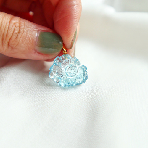 アクアマリン フラワーカービング アクアマリン 花カービング 4個