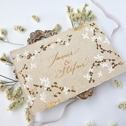 手書文字入れ付きカード | 花蜜香 (亜麻色) |柔らかな風合いの  