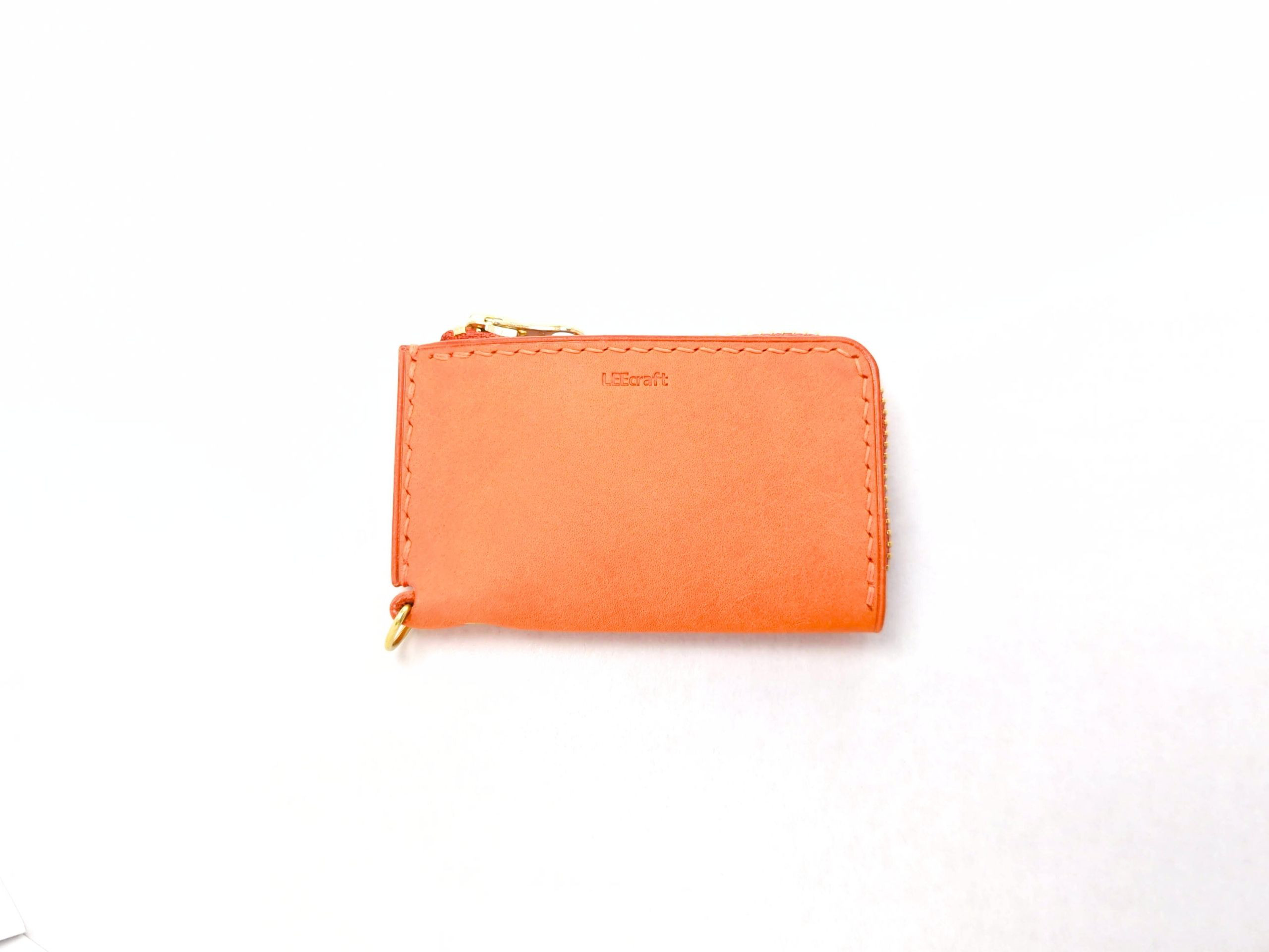 厚い革1枚のポケットマルチケース MARGOT/マルゴー オレンジ イタリアンレザー *受注製作