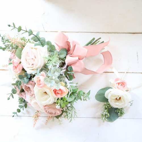 アンティーク～クリーム クラッチブーケ オールドローズ 前撮り フォト