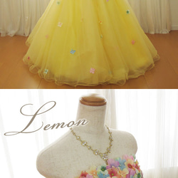 フラワー ロングドレス カラードレス　小花　ピーチ ラベンダー レモン アイスブルー cd3366 10枚目の画像