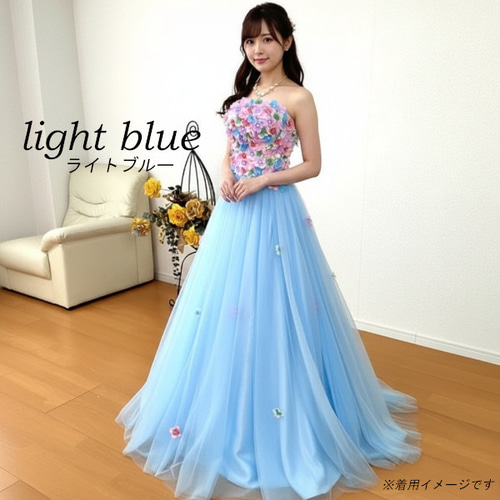 在庫処分花いっぱいキュートなカラードレス ラベンダーイエローアイス