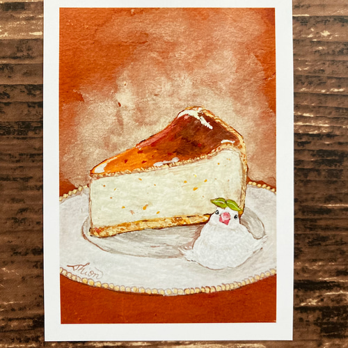 日本画作品 チーズケーキ 額付き