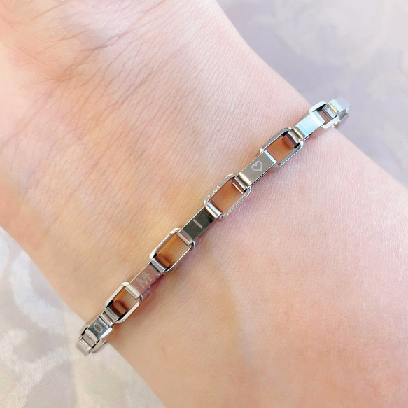 ファッション好きが選ぶ人気ブランドランキング 刻印名前入りブレス】3mm イニシャルOK ボックスチェーン アクセサリー