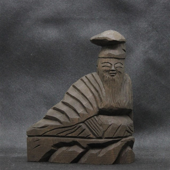 仏像 円空仏 木彫 柿本人麻呂像（15cm 着色 kh3215） 彫刻 円空工房