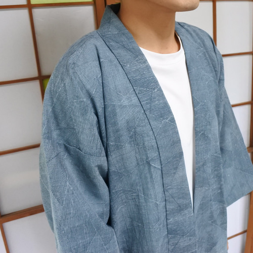 ◇手縫いの涼しい羽織◇送料無料 ミドル丈 麻 着物リメイク コート