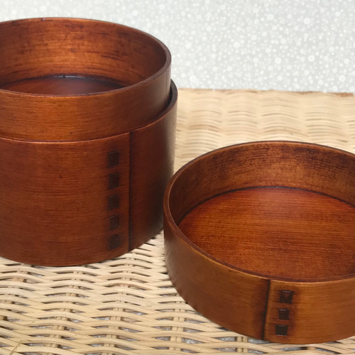 名入れ彫刻】曲げわっぱ☆丸2段弁当箱 570ml | 木製 天然木 漆塗装