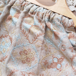 Vintage linen embroidery bag＊リネン刺繍WOODハンドルバッグ 5枚目の画像