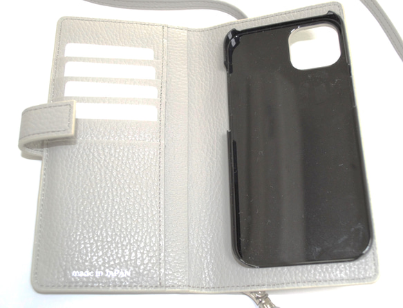 スマホショルダー　イタリアンレザー　iPhone 用　ウォレットショルダー　スマホポシェット　財布機能付き 5枚目の画像
