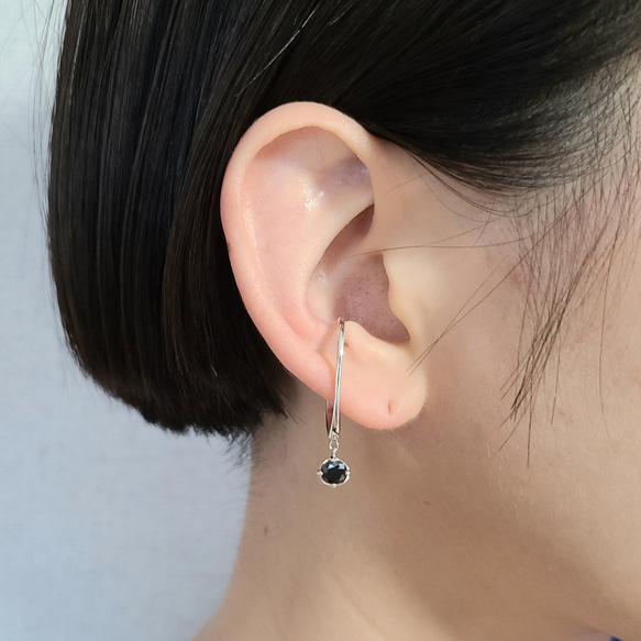 <Herz> Black CZ wide Earcuff / SV925 ≪送料無料≫ KY-034C 3枚目の画像