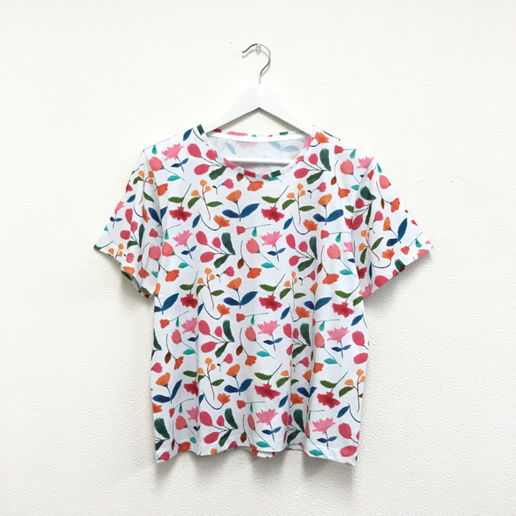 楽しいプリント】花柄プリントTシャツ ピンク Tシャツ クラフトヒロ