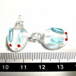 2個 うさぎチャーム 12×20mm ライトブルー ガラスチャーム 兎 動物 【T028】 4枚目の画像