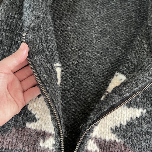♪予約オーダー【手編みwoolニットベスト】グレー アウター ニット