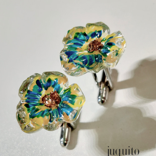 レジン製 絵画風なお花のカフス オーダー品 その他アクセサリー