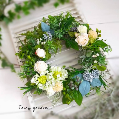 26〕布リース ウェルカムリース (ナチュラル ブルー)