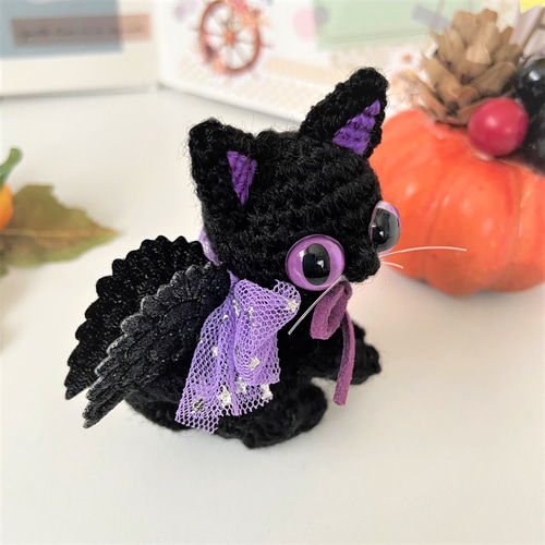 ハロウィンデビル黒猫☆あみぐるみ♡受注製作品 あみぐるみ