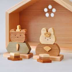 おひなさま お名前刻印可 〜うさぎとくまのおひなさま〜 桃の節句 木製