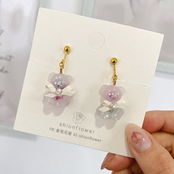 プリザーブドフラワーと熊のオーダーメイドピアス/イヤリング 8枚目の画像