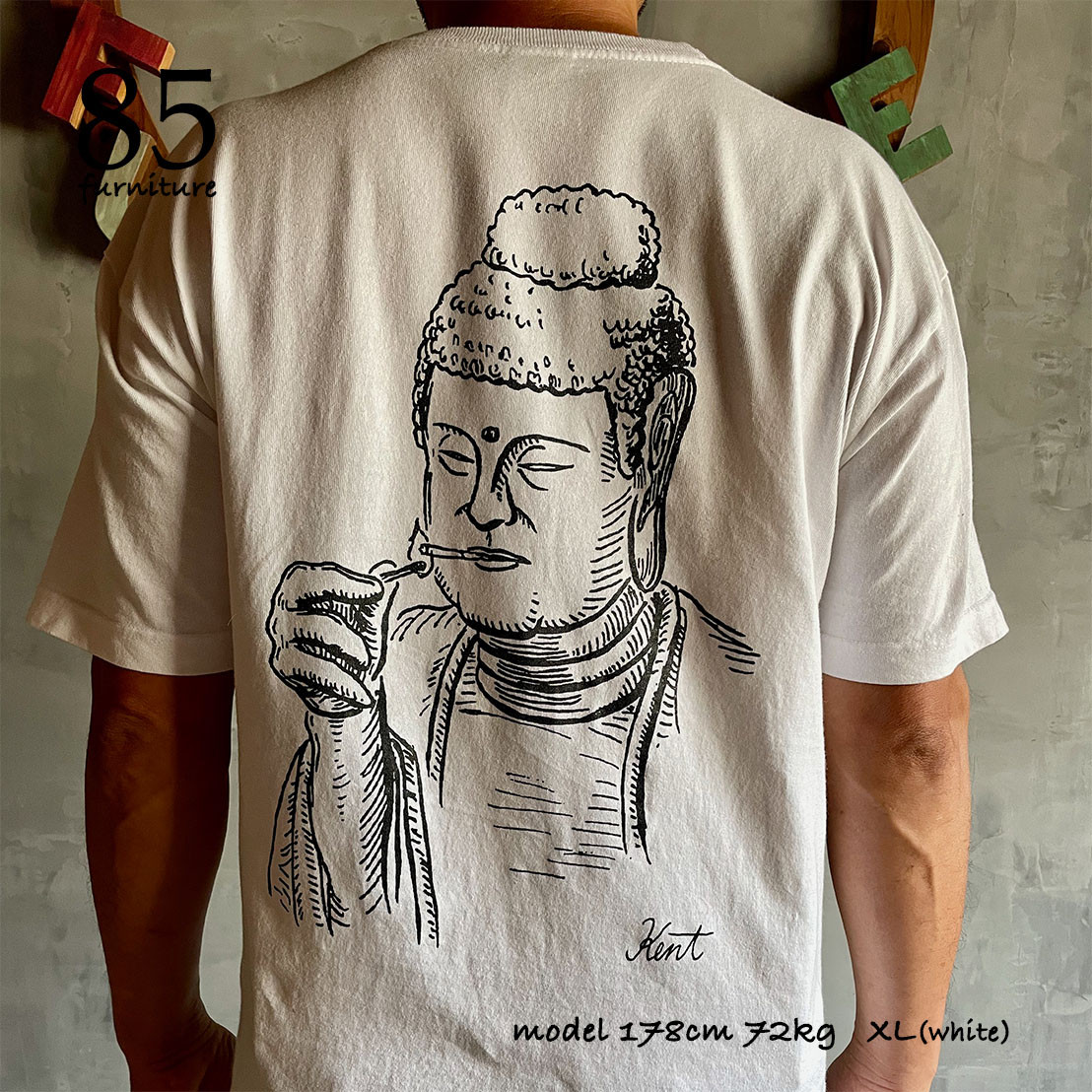 Tシャツ】仏像様イラスト/85FurnitureロゴTシャツ「ずっと同じ