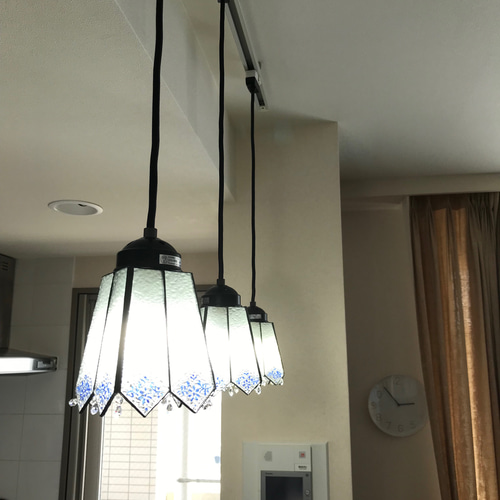 特価 3個組 シャンデリア風ステンドグラスペンダントライト シーリング