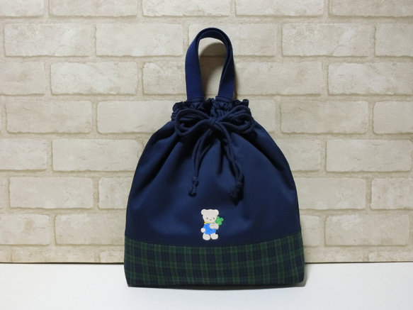 新作グッ ファミリアワッペン付き《クロバー》体操服入れ お着替え巾着 その他