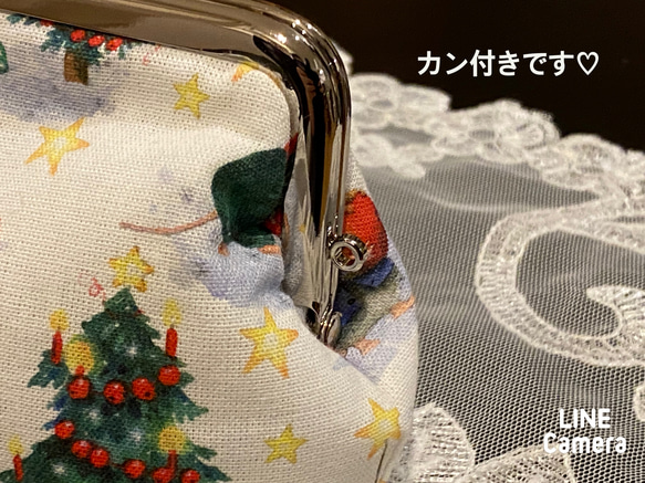 【Creema限定】がま口*口金＊ペンケース＊ドイツ輸入生地acufactum＊クリスマスのマウス*雪の結晶❄️ 17枚目の画像