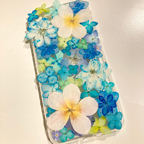 フルオーダーメイドのハンドメイド押し花スマホケース 全機種対応 フル