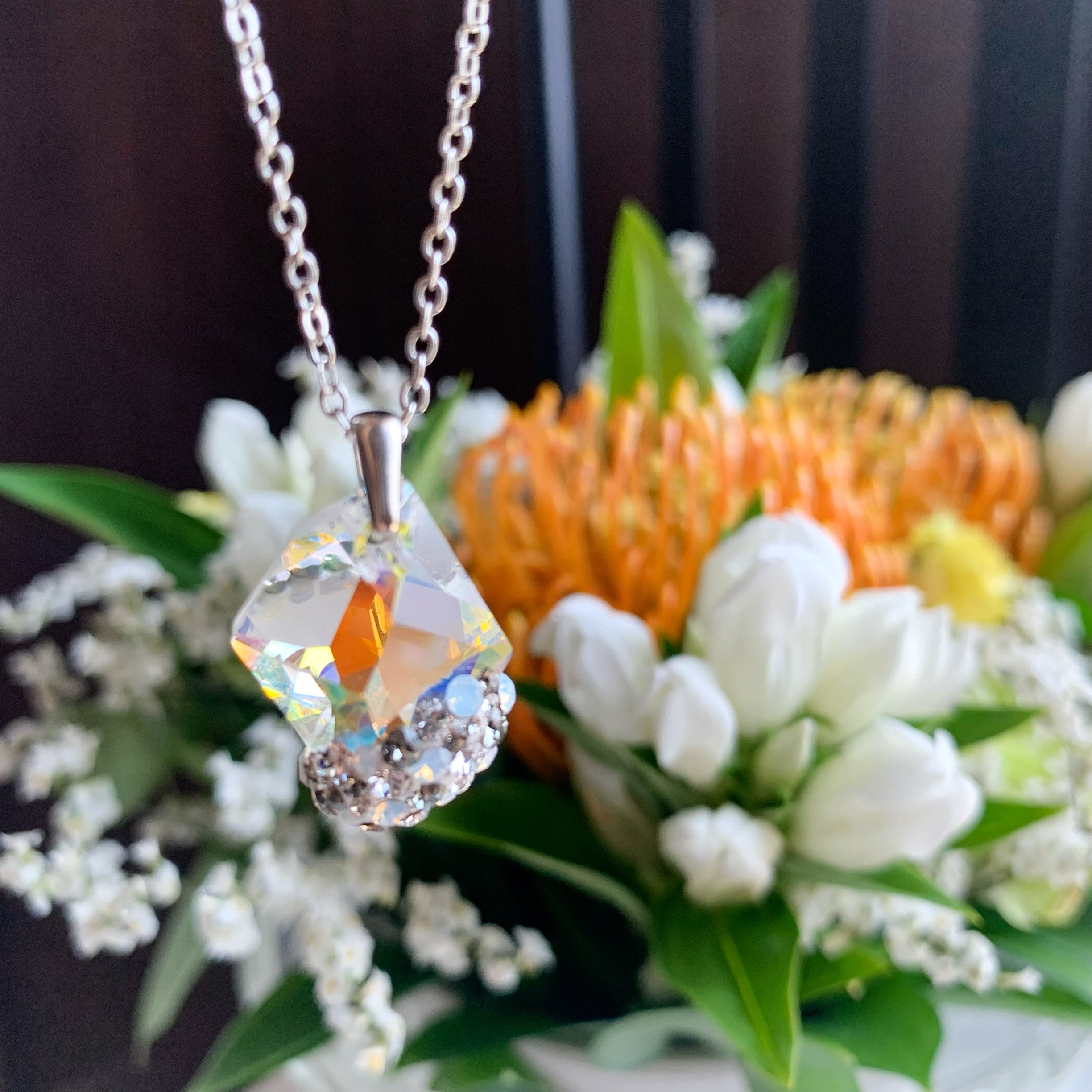 【送料無料】限定ストーンジュエルロングネックレス　スワロ　大粒　パヴェダイヤ