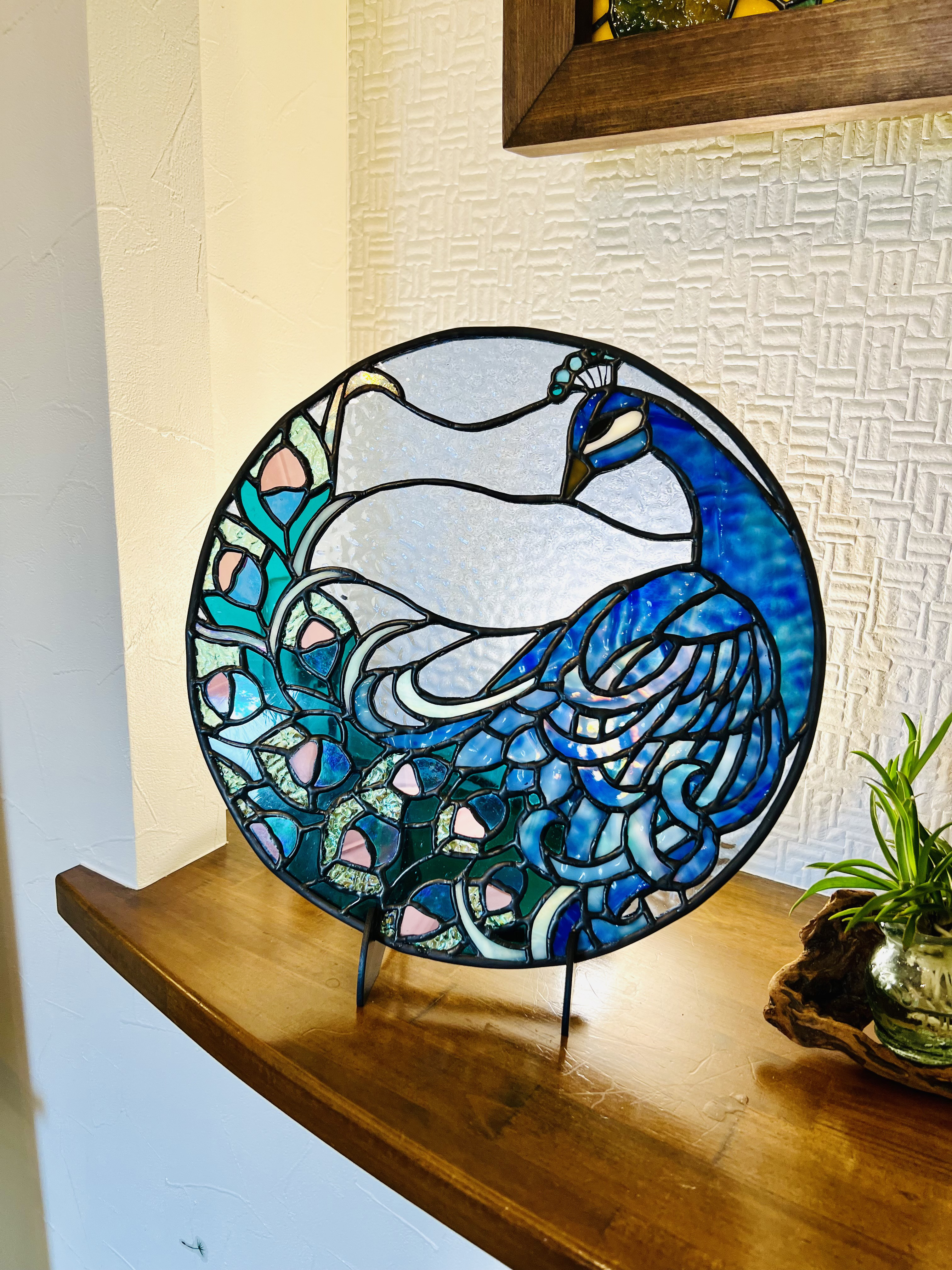 コレクション 大型 ステンドグラス 115×79cm パネル 孔雀 コレクション 大型 ステンドグラス 115×79cm パネル 孔雀