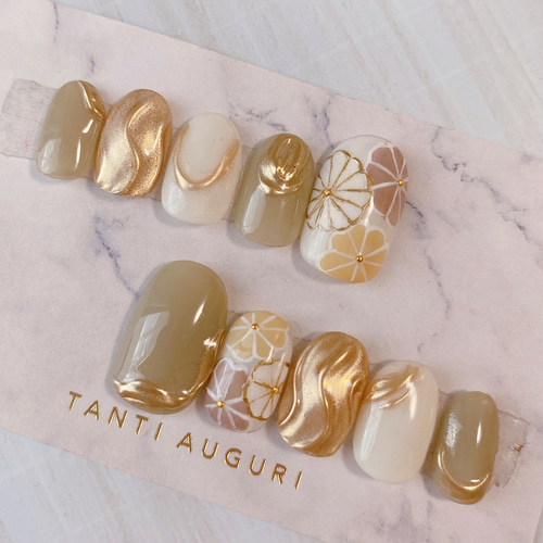 ネイルチップ ウエディング ブライダル 振袖 成人式 結婚式 和柄 和装  