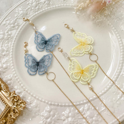 オーダーメイドマスクチェーン メガネチェーン 補聴器 イヤホンチェーン 小熊/猫/蝶々とプリザーブドフラワー ストーン型 5枚目の画像