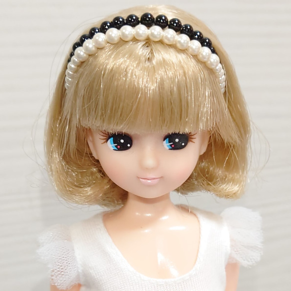 807リカちゃん カチューシャ2点セット（パール・白と黒）0817