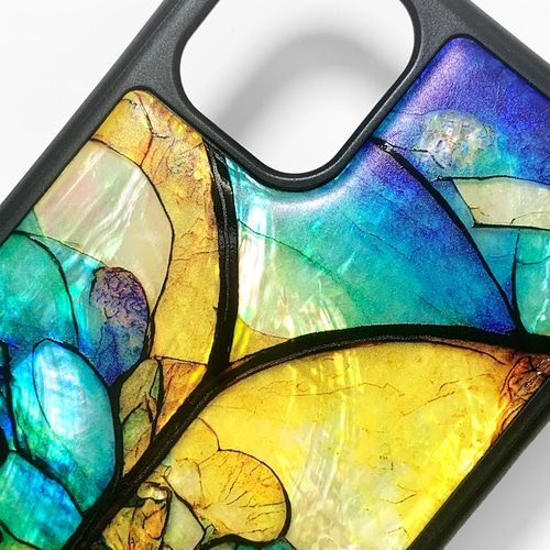 螺鈿風 iPhone 15 14 13 全機種対応 天然貝シェル ケース ステンド