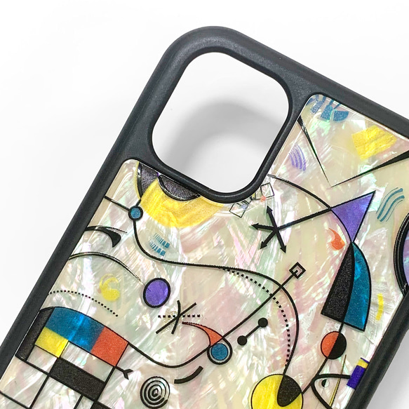 天然貝殼 iPhone 15 手機殼相容於所有型號個人化軟彩繪玻璃康丁斯基防震 020 第7張的照片