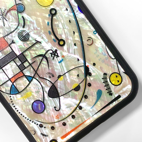 天然貝殼 iPhone 15 手機殼相容於所有型號個人化軟彩繪玻璃康丁斯基防震 020 第9張的照片