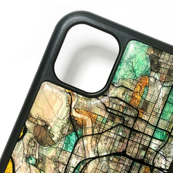 天然貝殼 iPhone 15 相容於所有型號外殼名稱雕刻軟彩繪玻璃京都地圖防震 024 第7張的照片