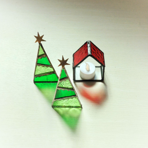 おうち型ステンドグラス・テラリウム・キャンドル飾り・壁掛け