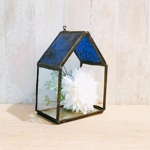 おうち型ステンドグラス・テラリウム・キャンドル飾り・壁掛け