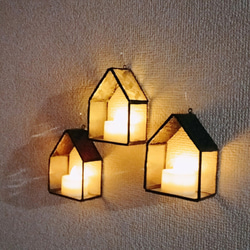 おうち型ステンドグラス・テラリウム・キャンドル飾り・壁掛け