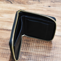 【1点限り】レザー ラウンドファスナー ミニ財布 小さい 財布 日本製 ビジネス オリーブ 5枚目の画像